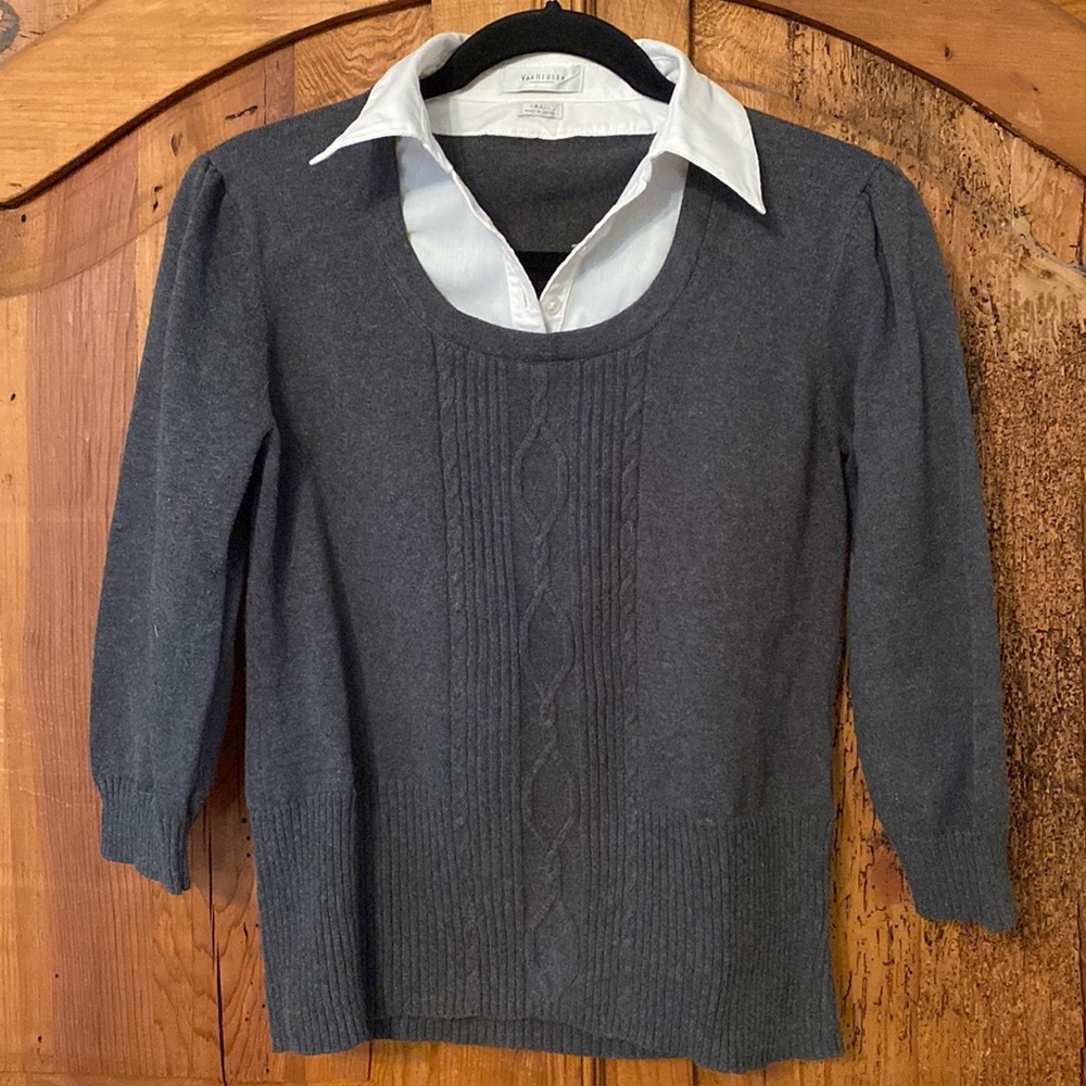 Van Heusen 100% Cotton Cable Sweater w Insert